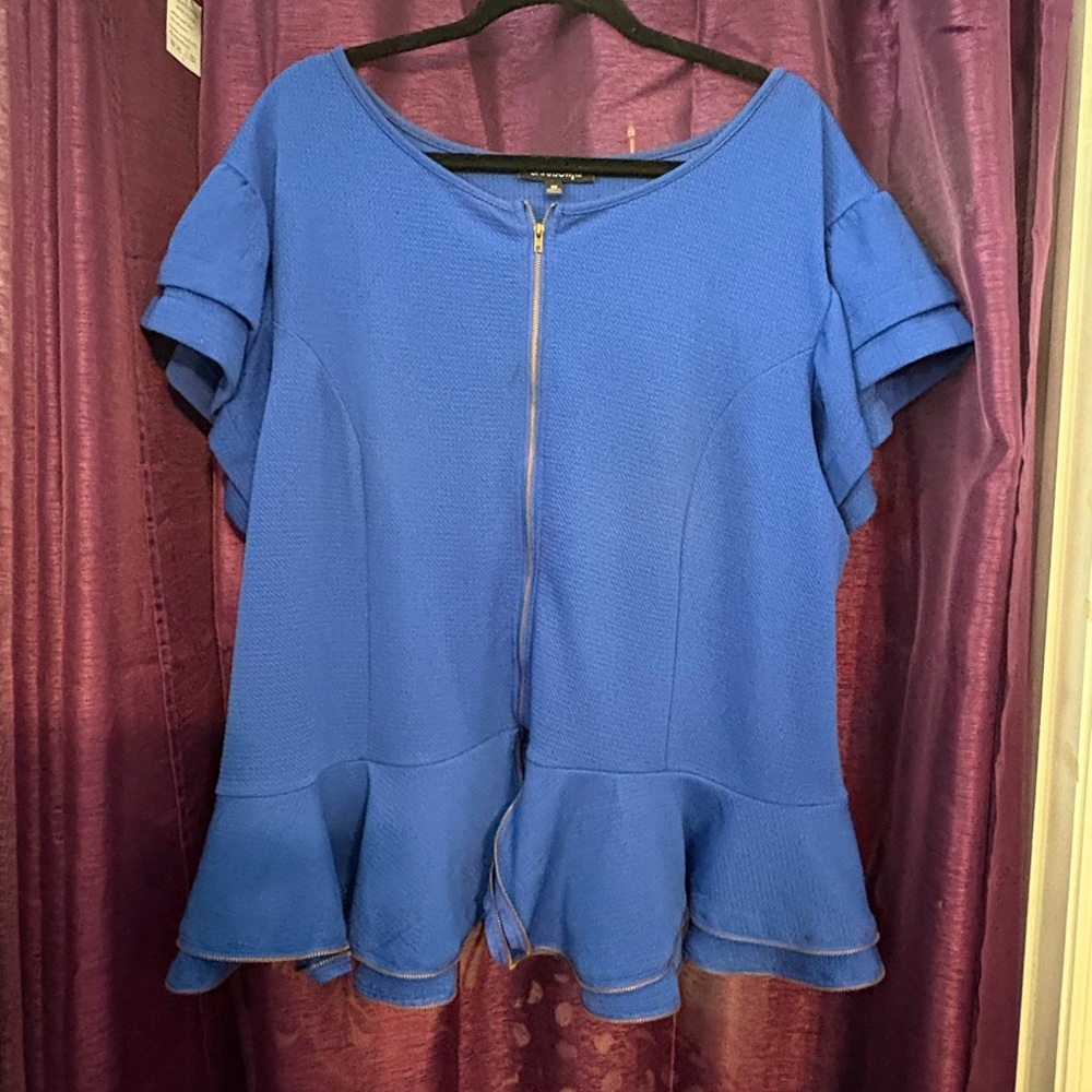 Blue Women's Peplum Top with Zipper size 3x